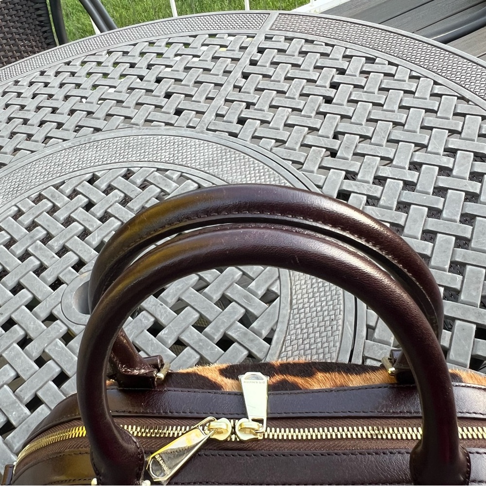 Brahmin Hudson Wine Granada Leopard Satchel - Picture 4 of 16